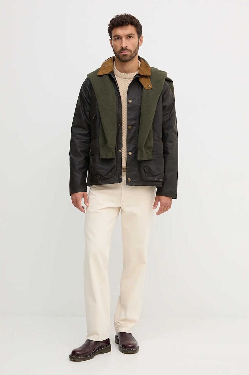 Свитер с шерстью Barbour цвет бежевый MKN1679 Свитер с шерстью Barbour цвет бежевый MKN1679