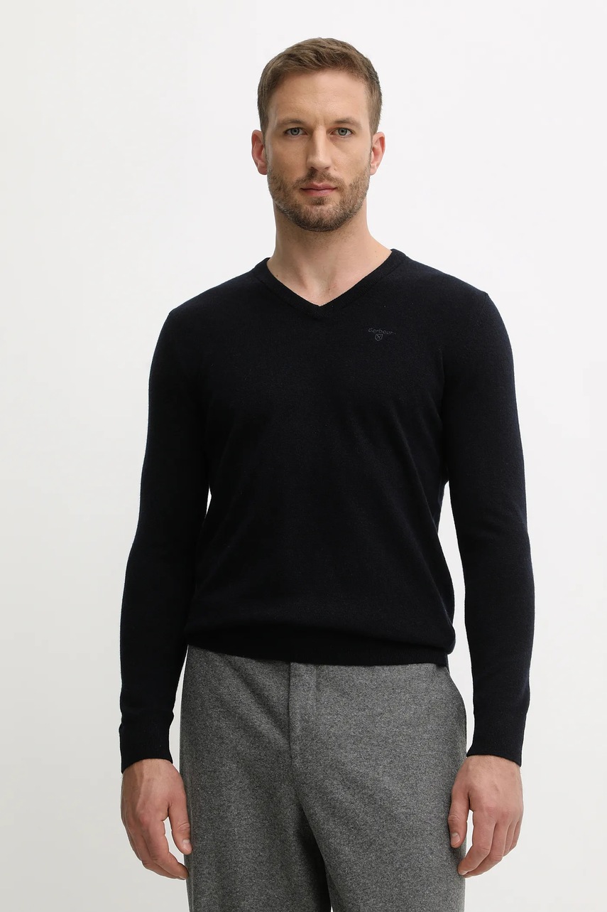 Levně Vlněný svetr Barbour pánský, tmavomodrá barva, MKN0341