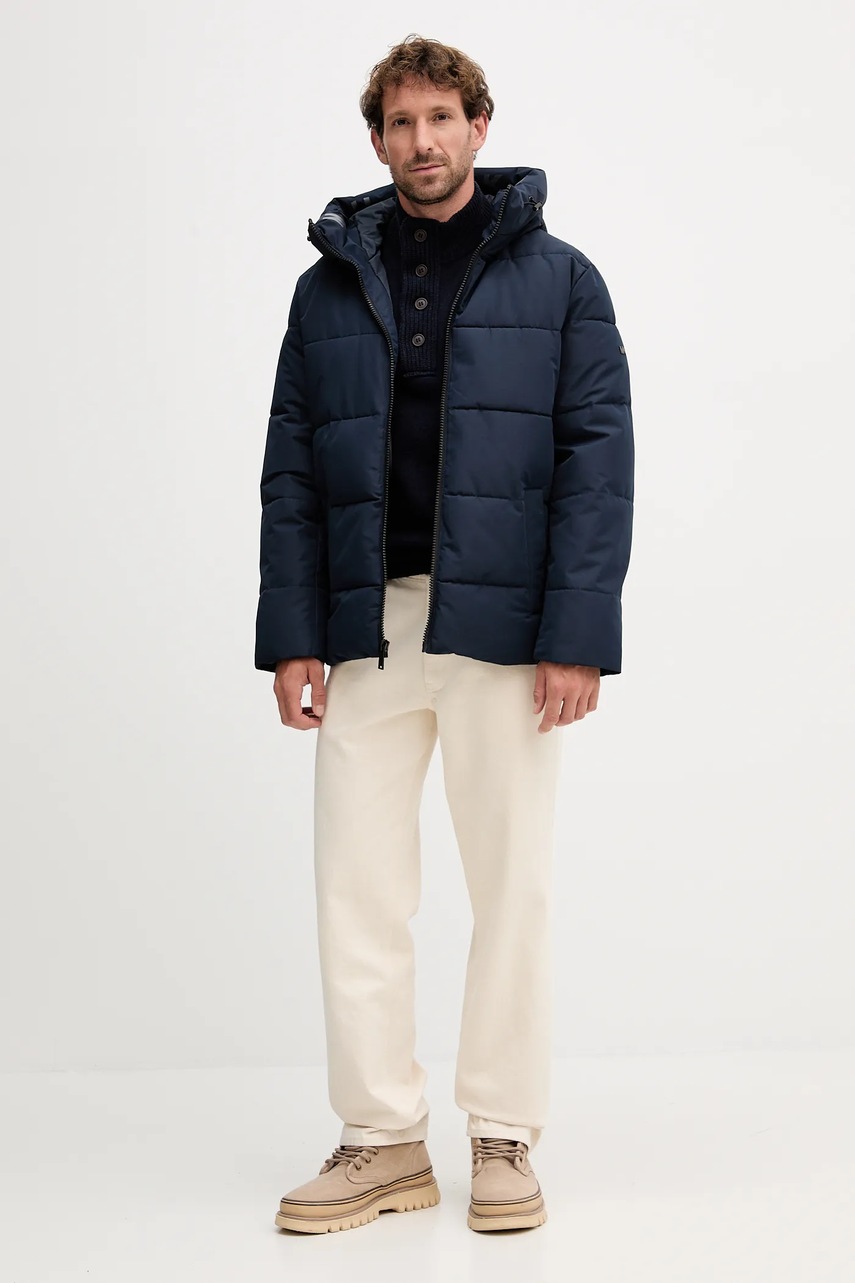 Шерстяной свитер Barbour цвет синий с полугольфом MKN0585