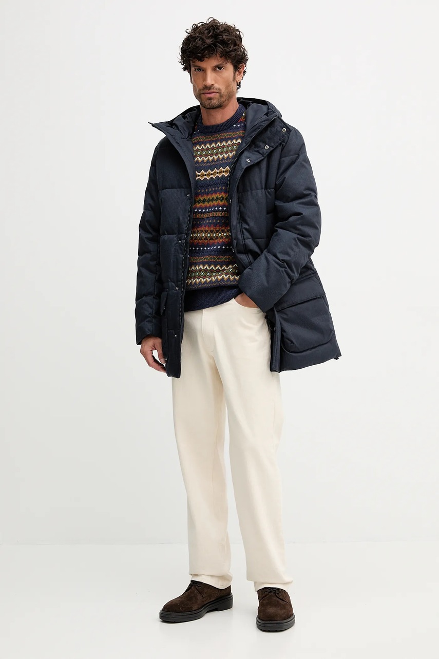 Шерстяной свитер Barbour цвет синий тёплый MKN1027