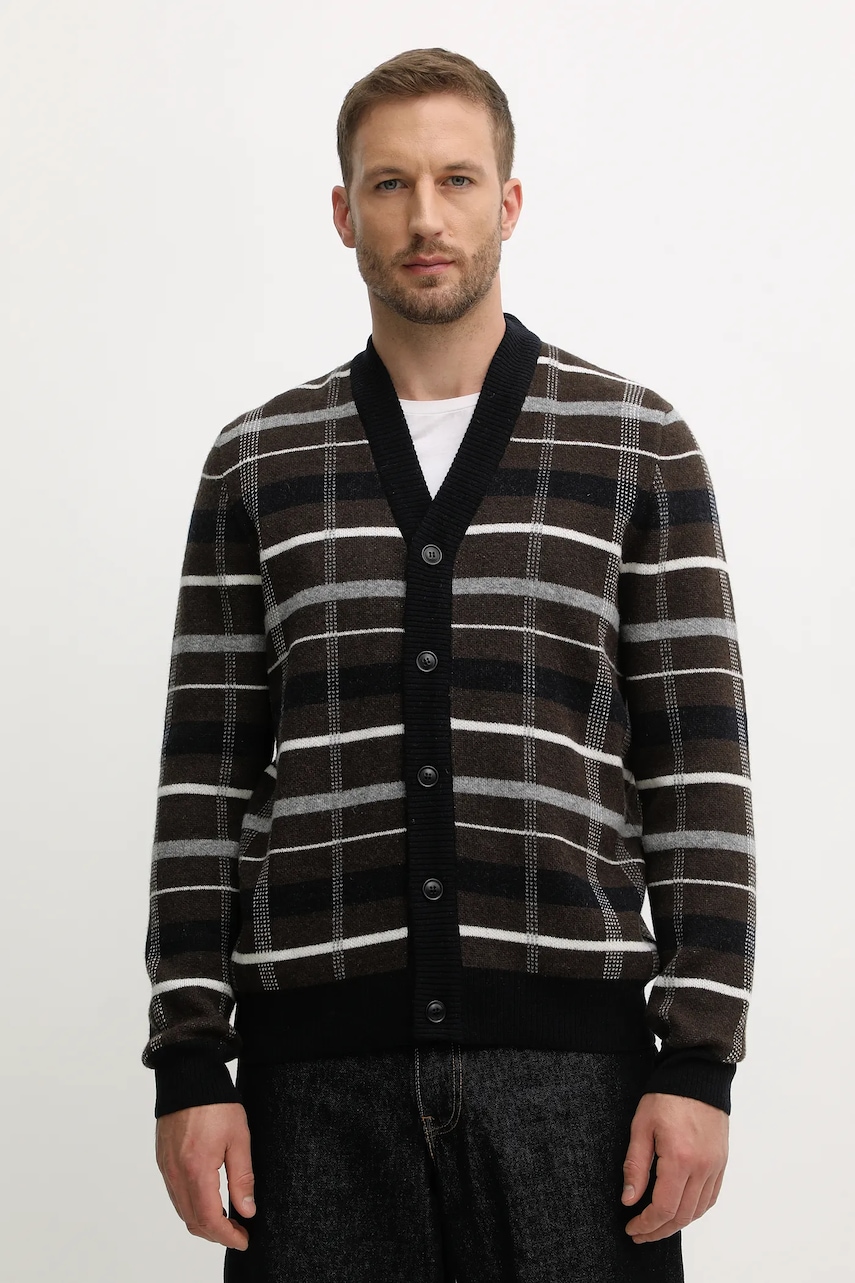 Barbour cardigan din lână KANE culoarea maro, MKN1668