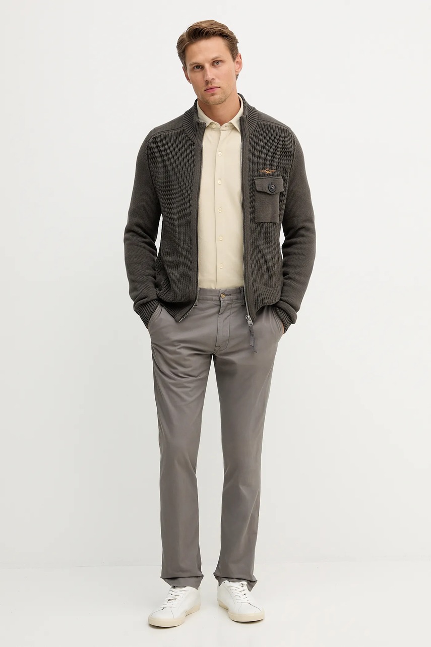 Хлопковый кардиган Aeronautica Militare цвет серый MA1565UL00409