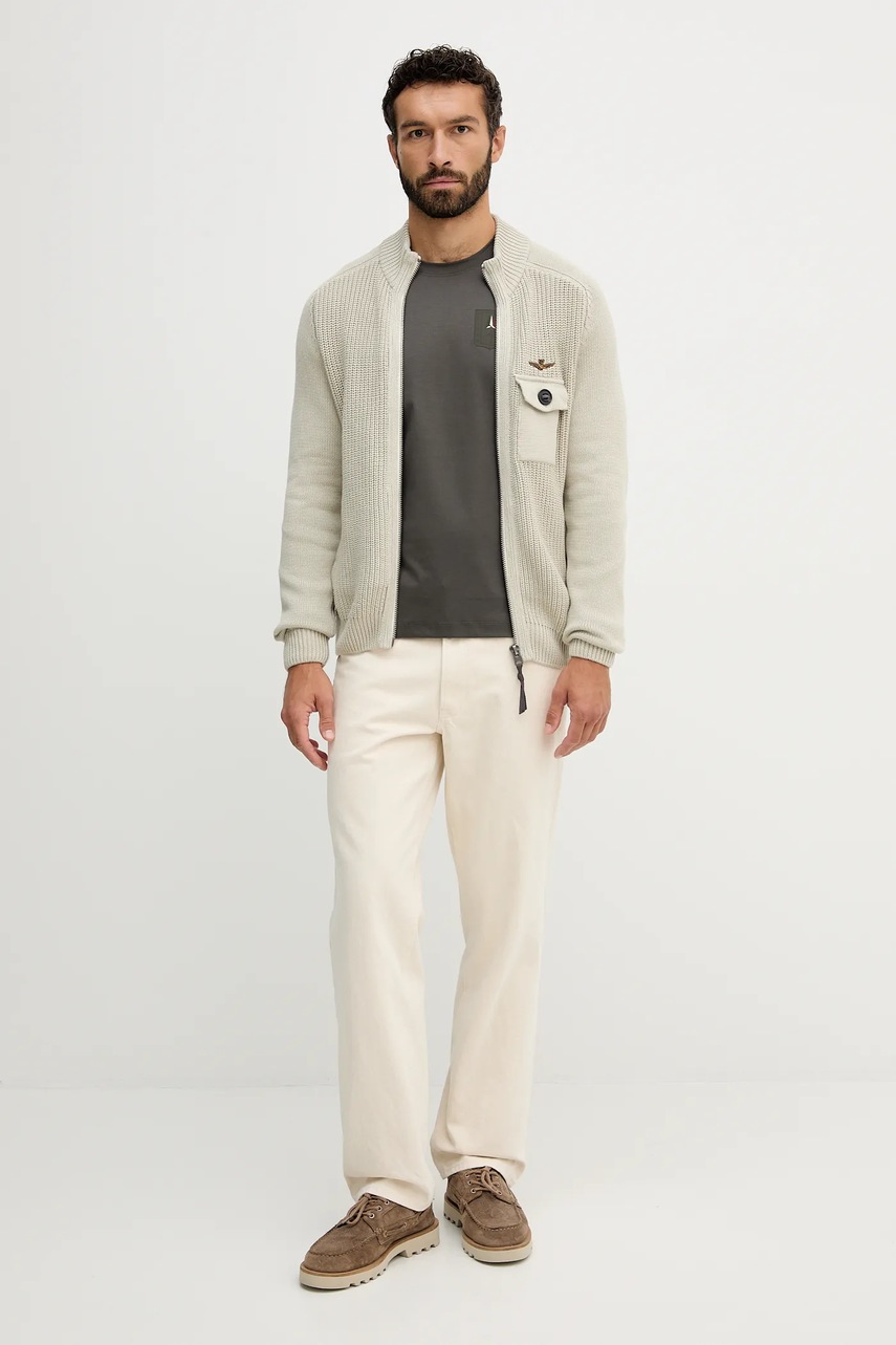 Хлопковый кардиган Aeronautica Militare цвет бежевый MA1565UL00409