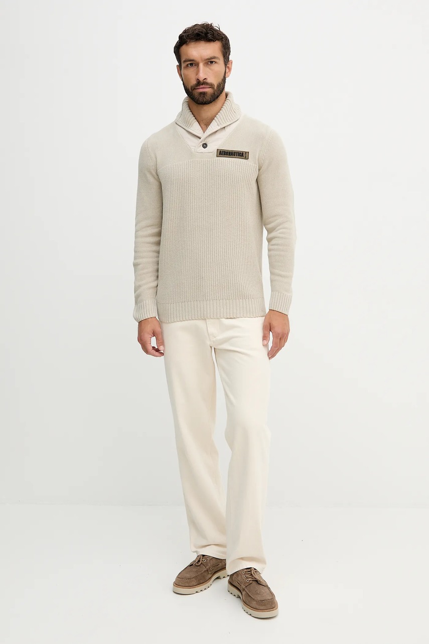 Хлопковый свитер Aeronautica Militare цвет бежевый  MA1574UL00539
