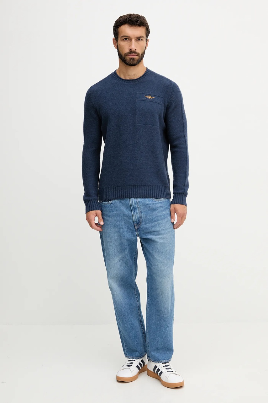 Свитер с шерстью Aeronautica Militare цвет синий лёгкий MA1586UL00904