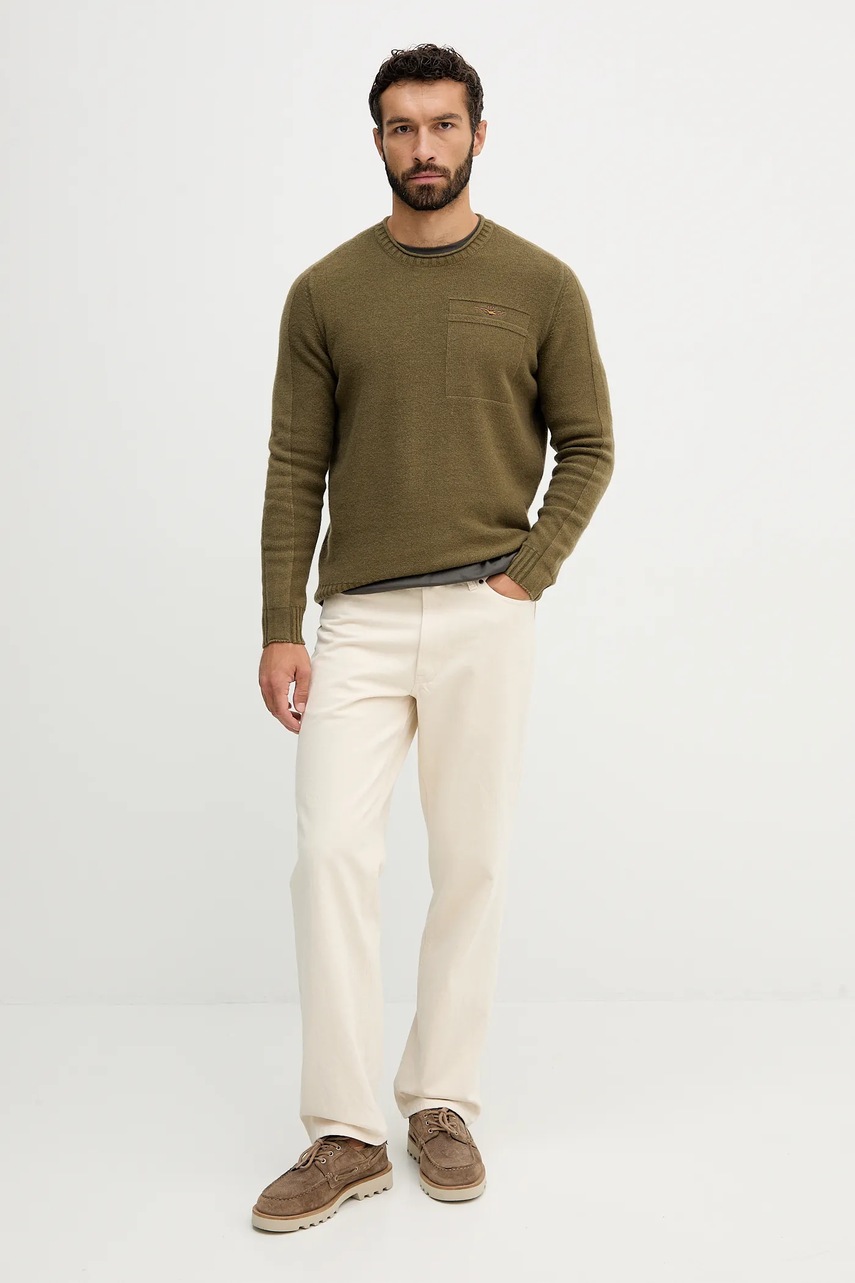 Свитер с шерстью Aeronautica Militare цвет зелёный лёгкий MA1586UL00904