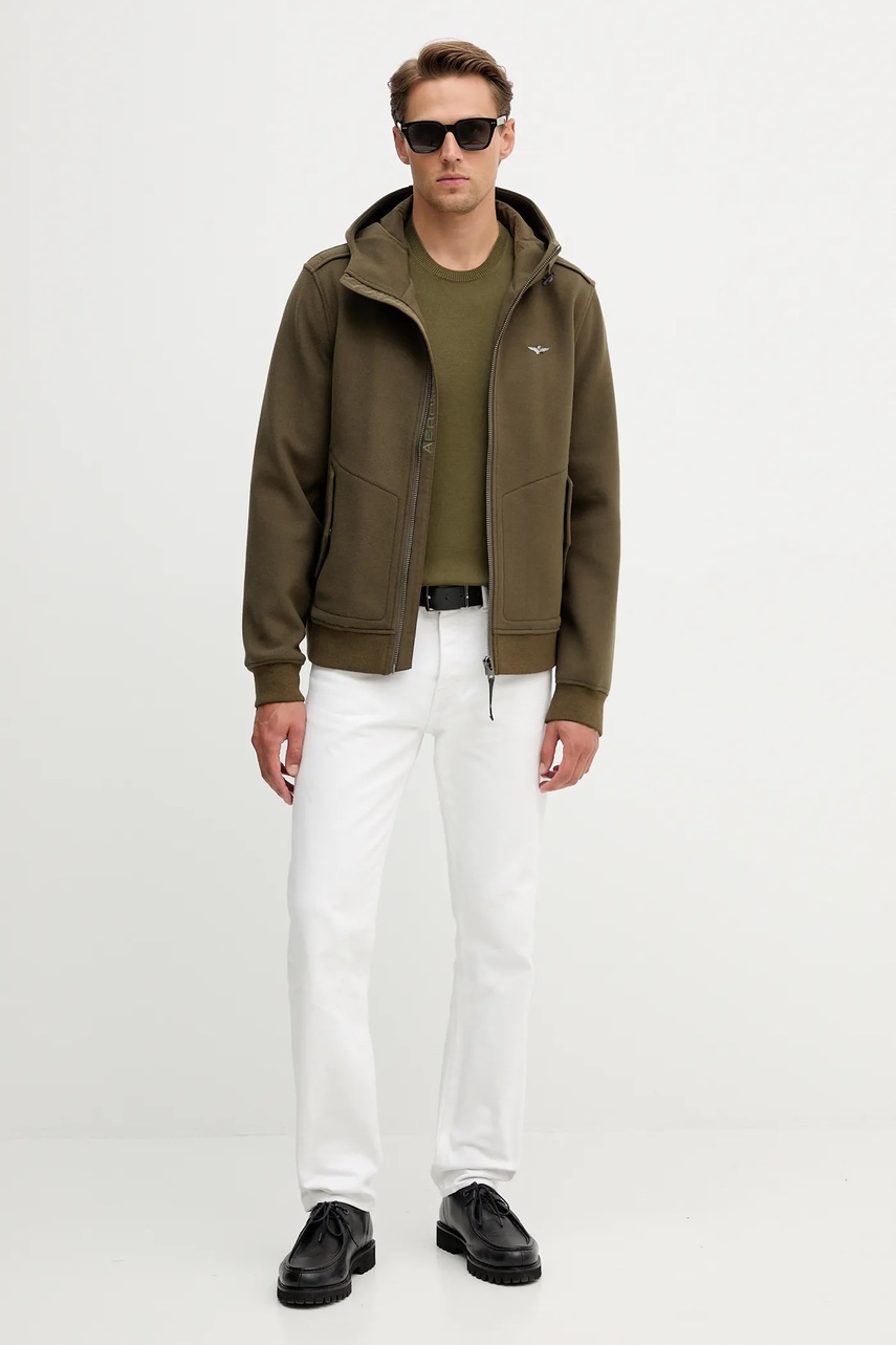 Хлопковый свитер Aeronautica Militare цвет зелёный лёгкий MA1611UL00506