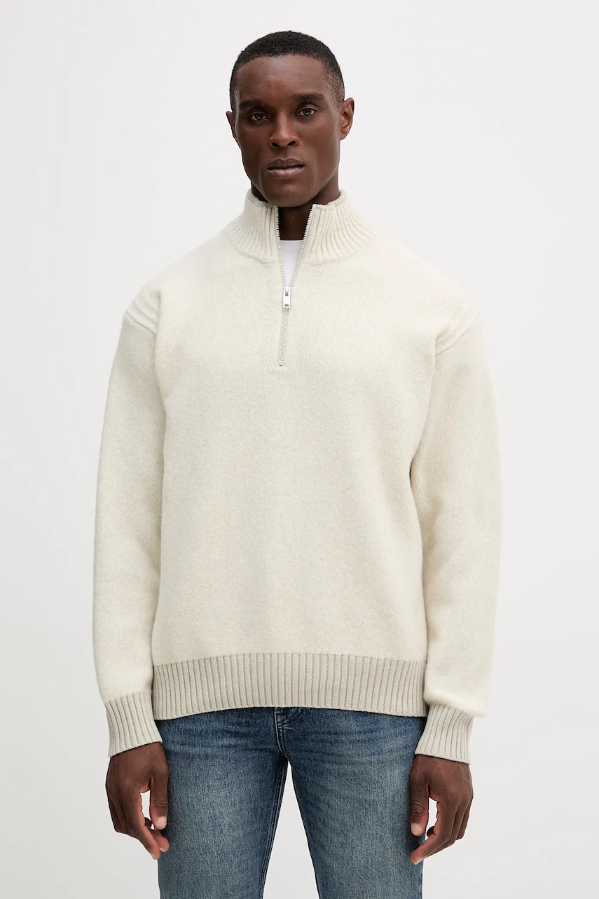 BOSS Orange pulover culoarea bej, light, cu turtleneck, 50548669