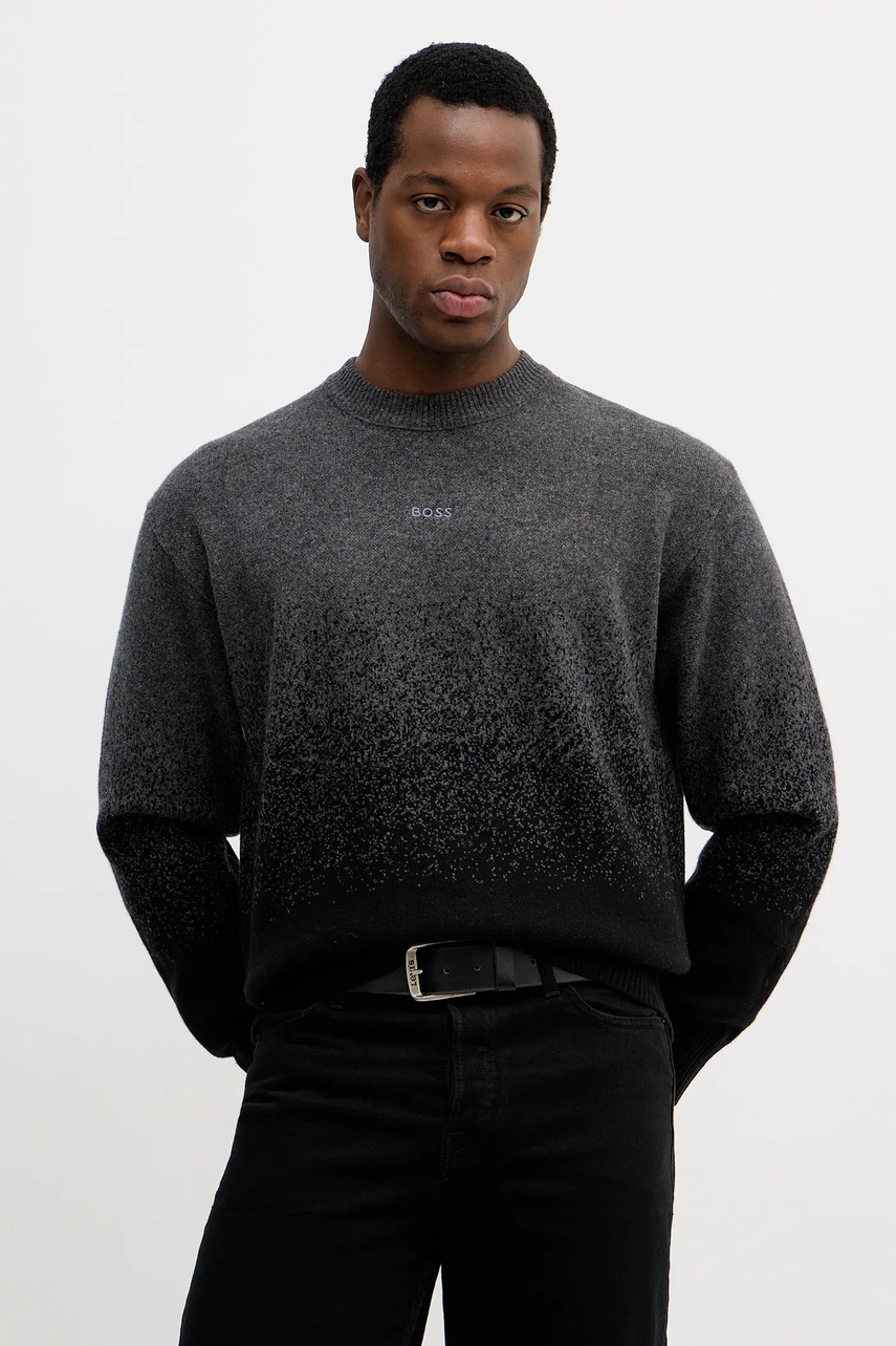 BOSS Orange pulover de lână culoarea gri, 50548701