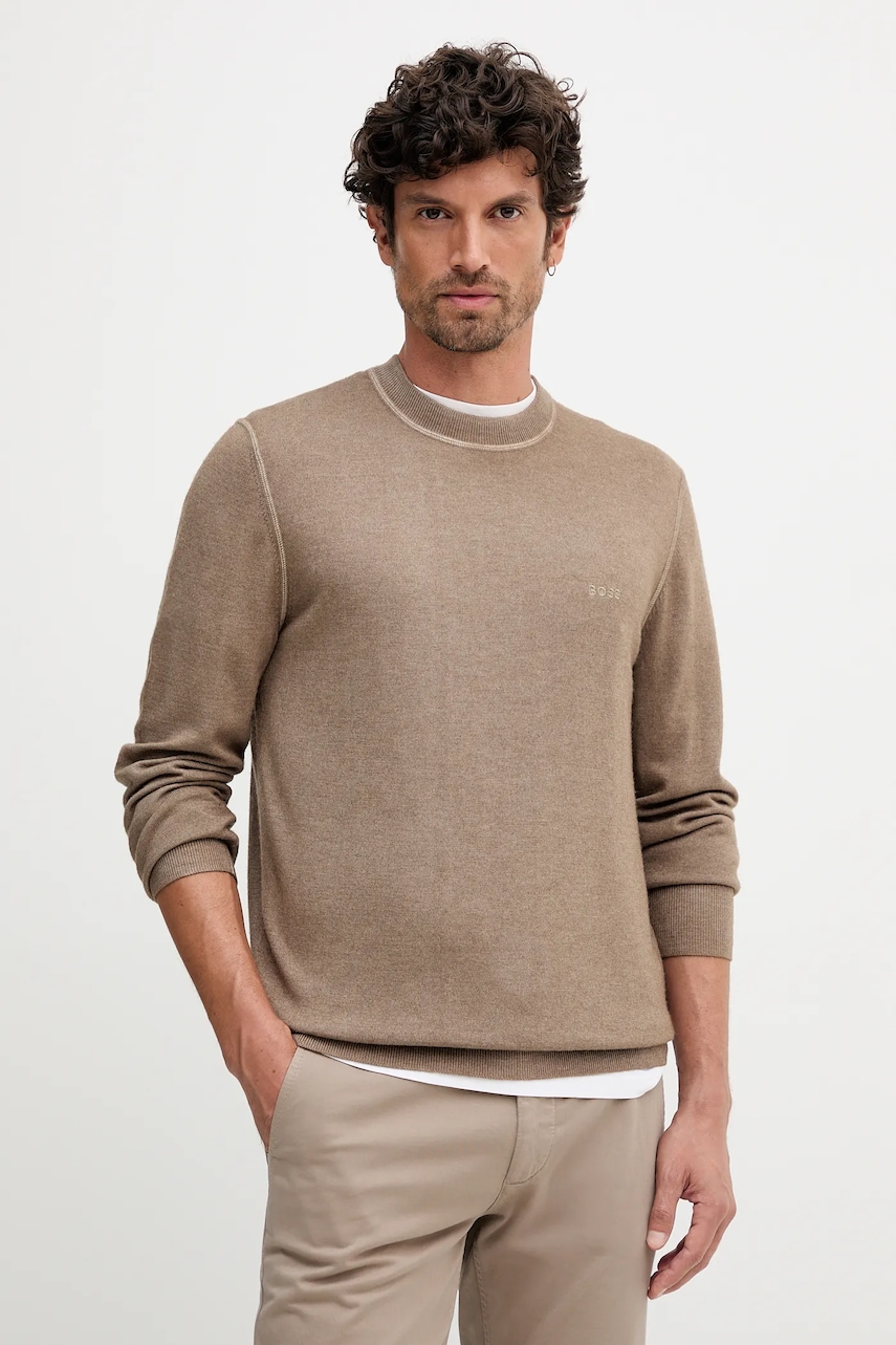 BOSS Orange pulover de lână culoarea bej, light, 50550534