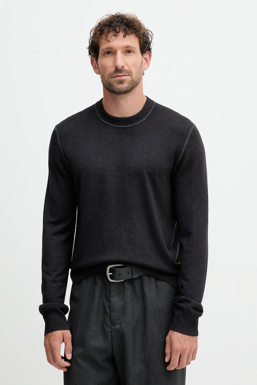 BOSS Orange pulover de lână culoarea negru, light, 50550534
