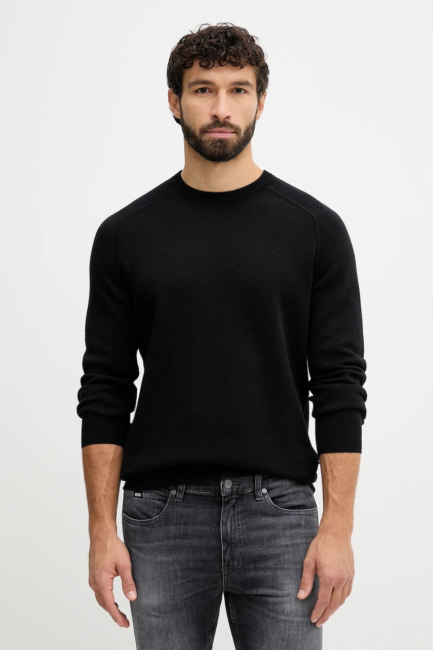 BOSS pulover din amestec de lână culoarea negru, 50549977