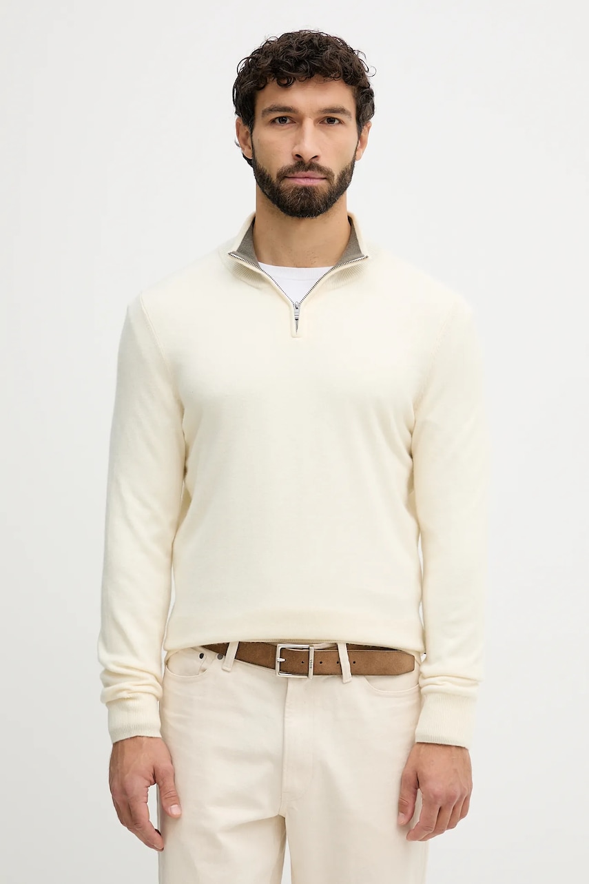 BOSS pulover de lână culoarea bej, light, 50549984