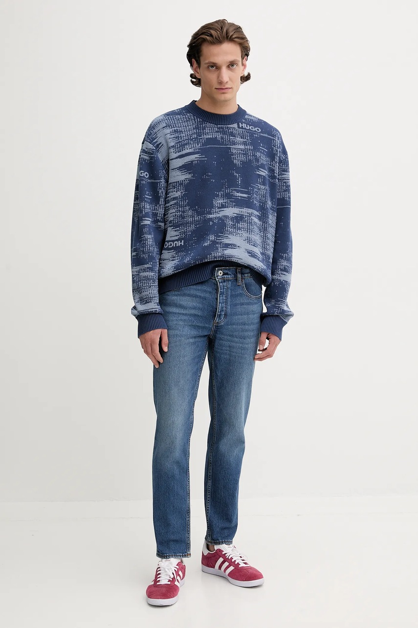 Свитер с добавлением шерсти Hugo Blue цвет синий лёгкий 50548834
