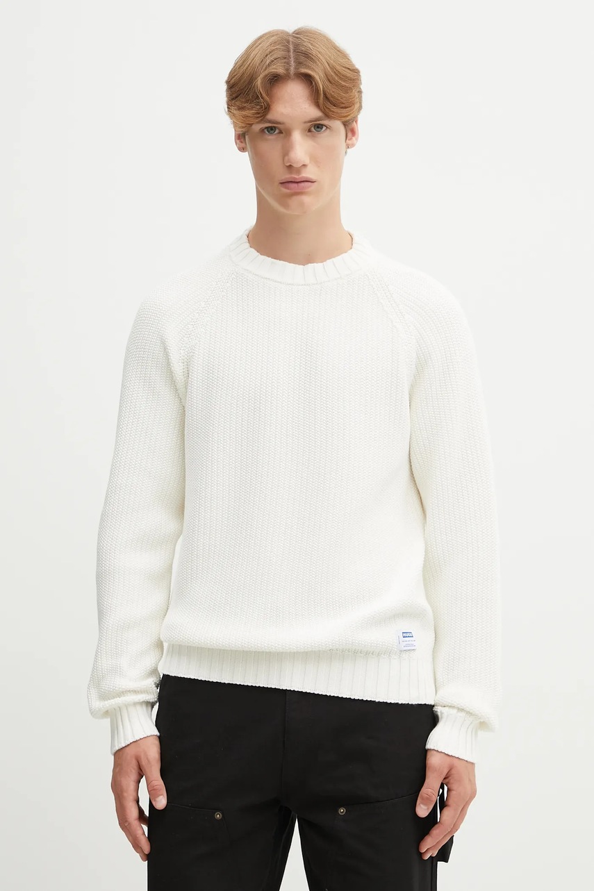 Hugo Blue pulover de bumbac culoarea bej, light, 50551398