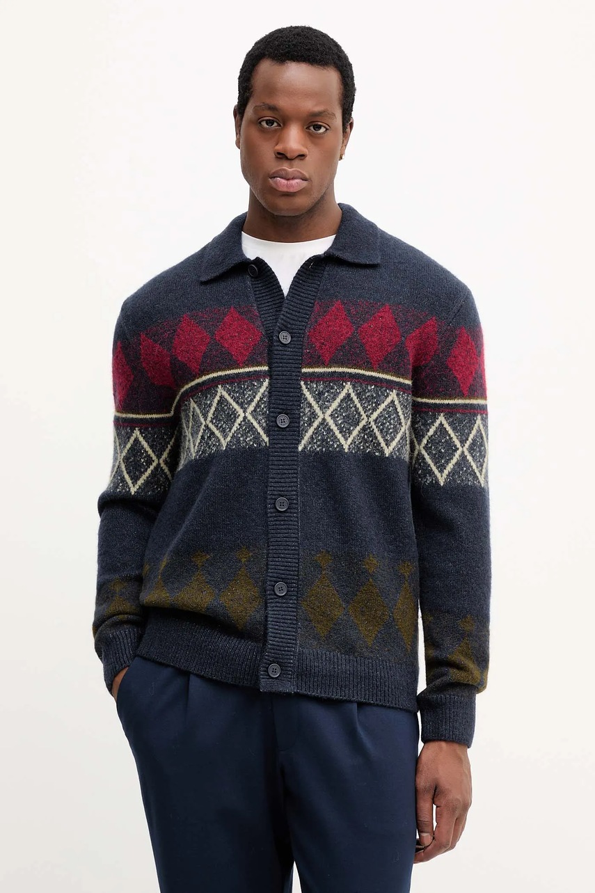 Marc O'Polo cardigan din amestec de lana culoarea bleumarin, 5000007330