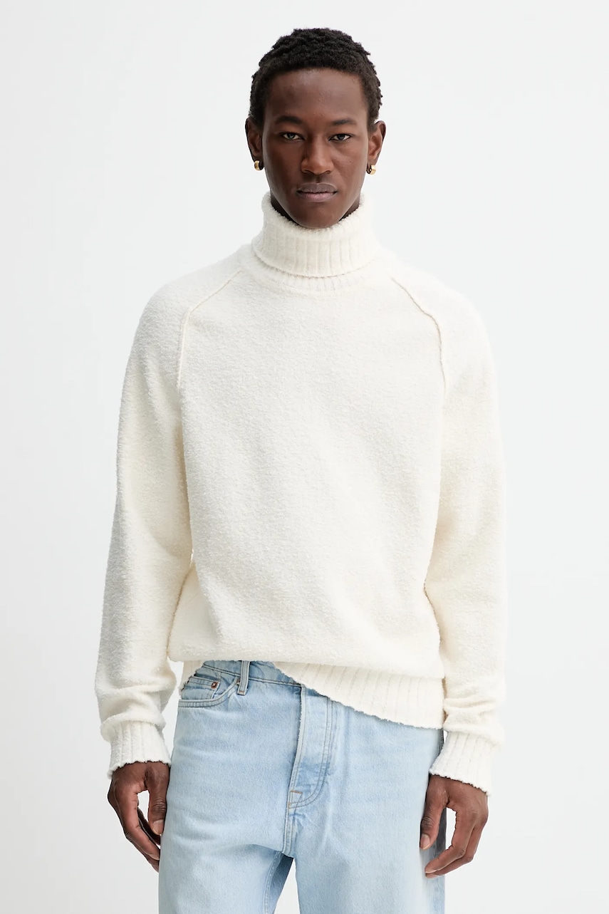 HUGO pulover culoarea bej, cu guler, 50546996