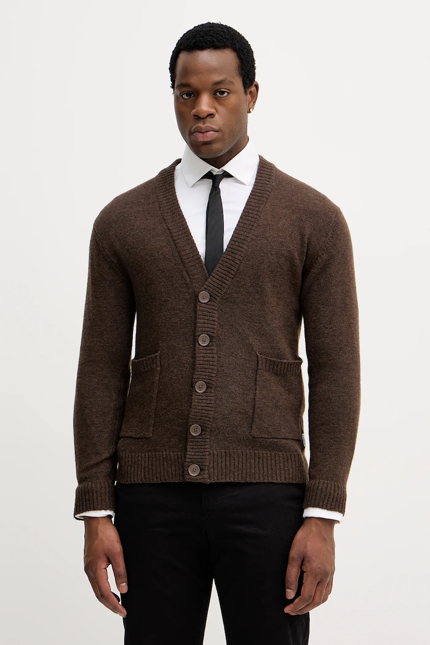 Lindbergh cardigan din amestec de lână culoarea maro, 30.800223