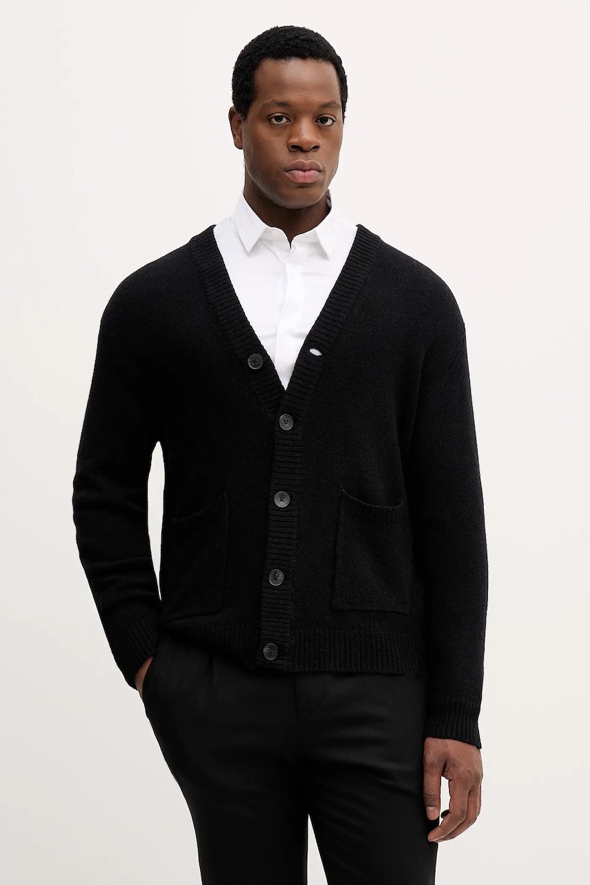 Lindbergh cardigan din amestec de lână culoarea negru, 30.800223