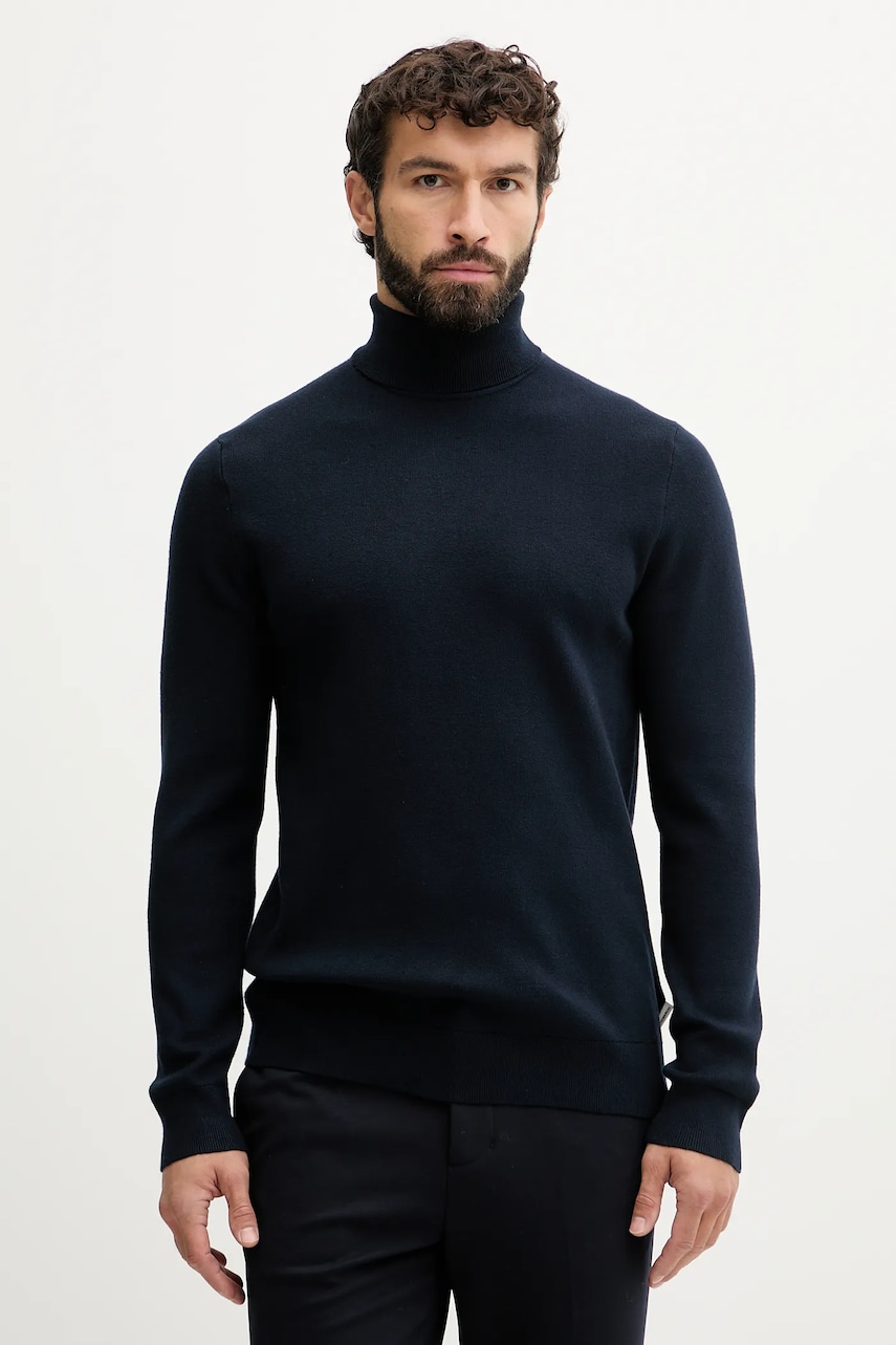 Lindbergh pulover culoarea bleumarin, cu guler, 30.805009D