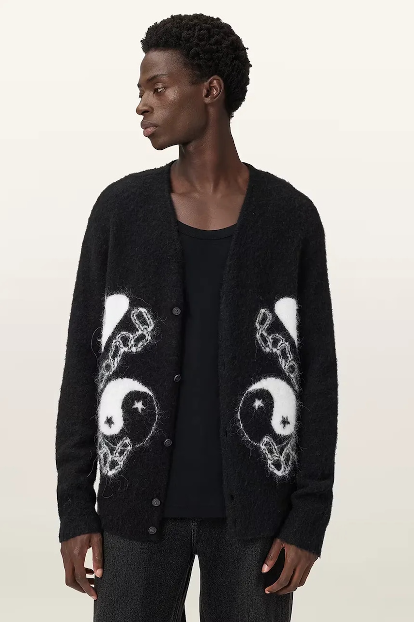 AllSaints cardigan cu alpaca REFLECTION culoarea negru, M011KD