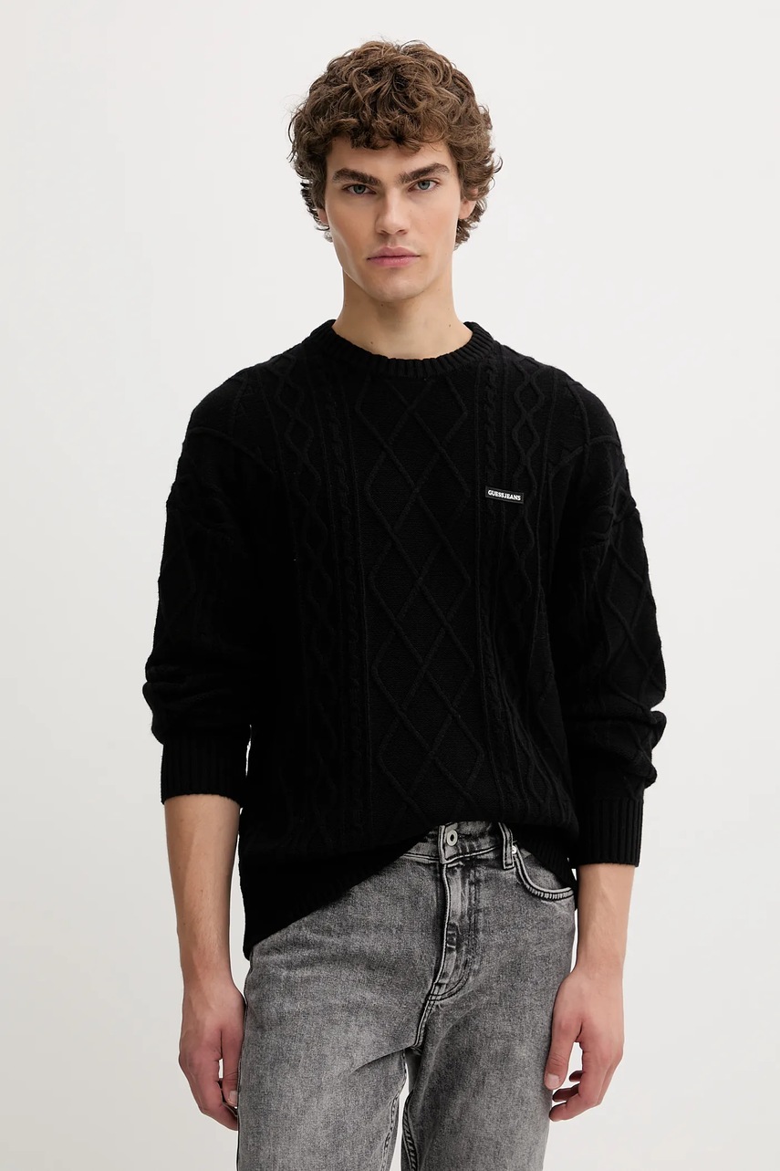 Levně Svetr s příměsí vlny Guess Jeans černá barva, M5BR04 Z0561