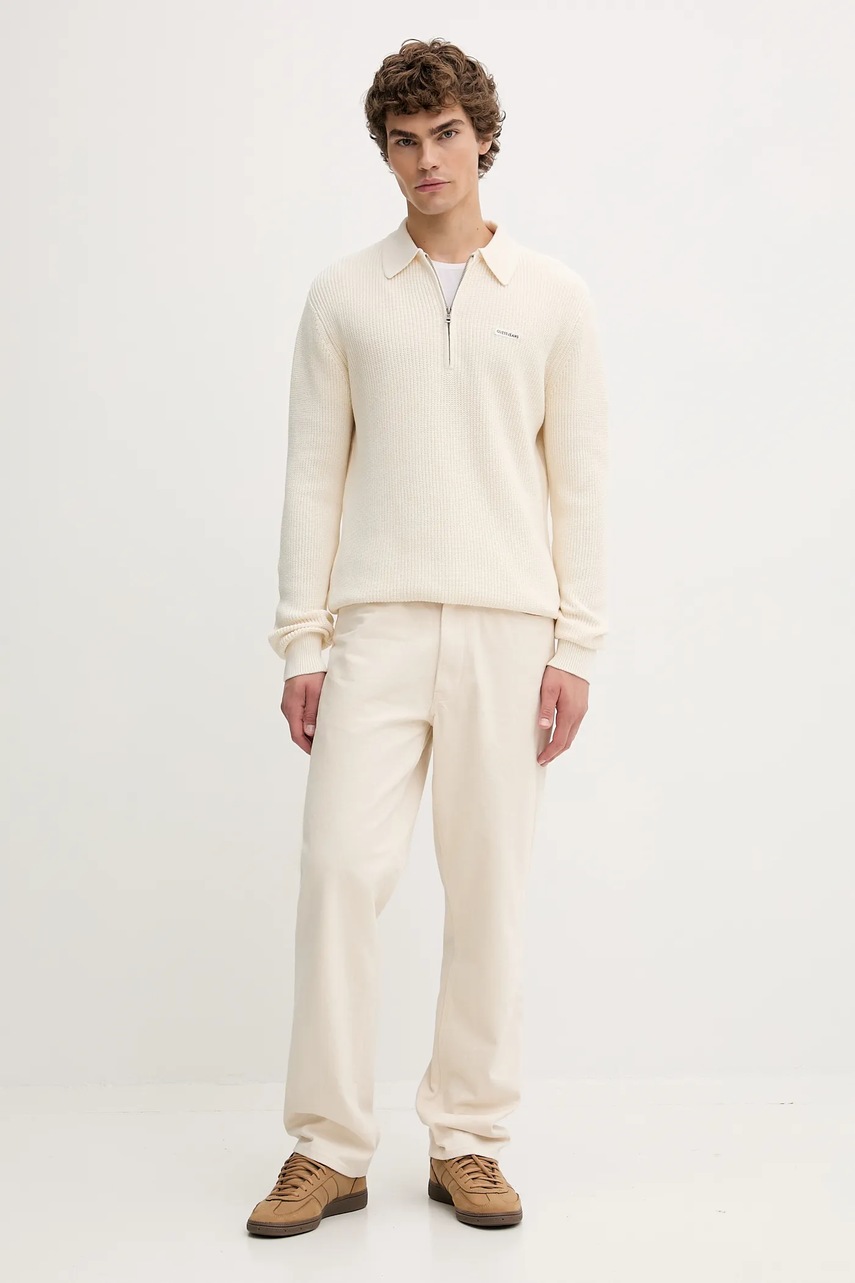 Хлопковый свитер Guess Jeans цвет бежевый лёгкий M5BR05 Z3HM1