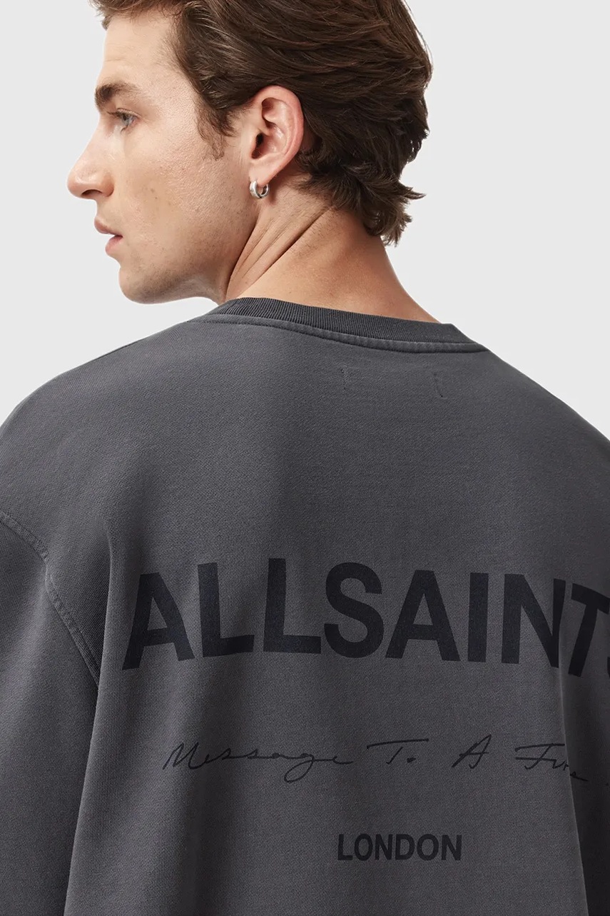 Хлопковая кофта AllSaints FUTURE цвет серый узор M001ND