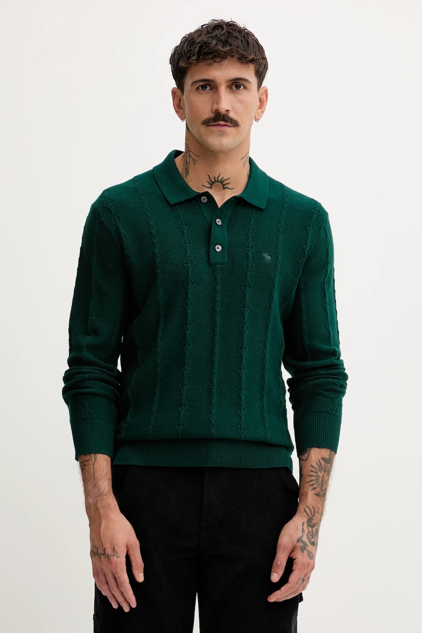Abercrombie & Fitch pulover din amestec de lână culoarea verde, light, KI120-5142-300
