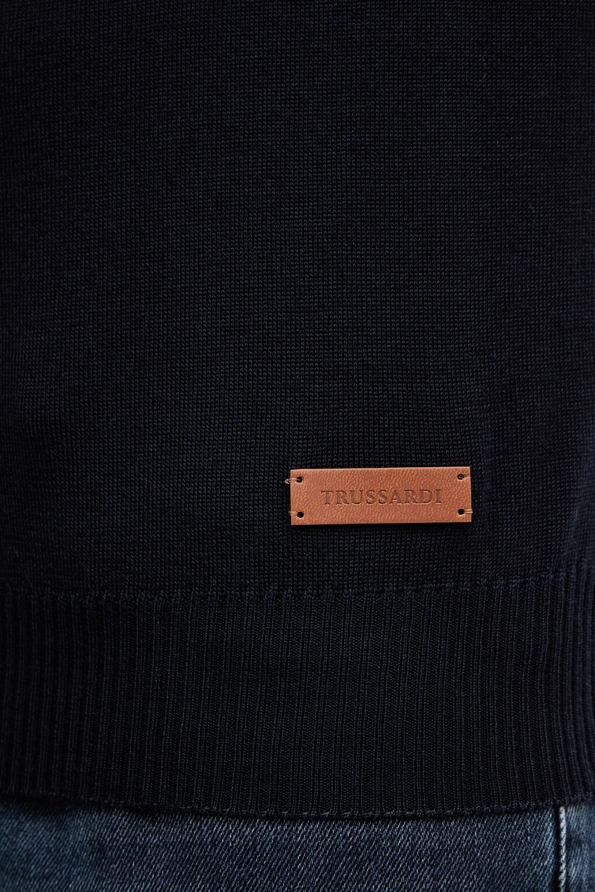 Μάλλινο πουλόβερ Trussardi ανδρικό, χρώμα: ναυτικό μπλε, M0058000007N φωτογραφία