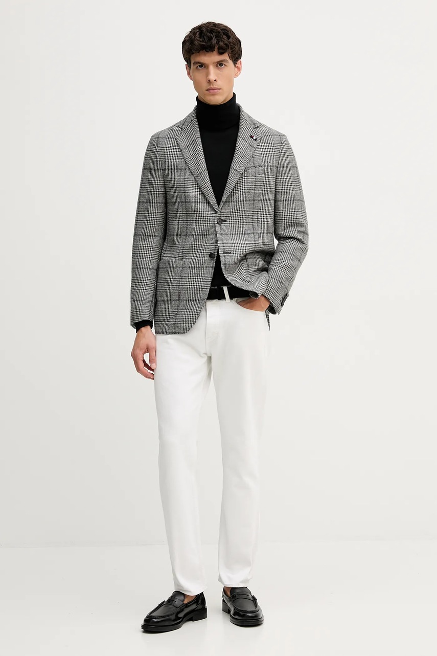 Хлопковый свитер Gant цвет чёрный лёгкий с гольфом 8030563