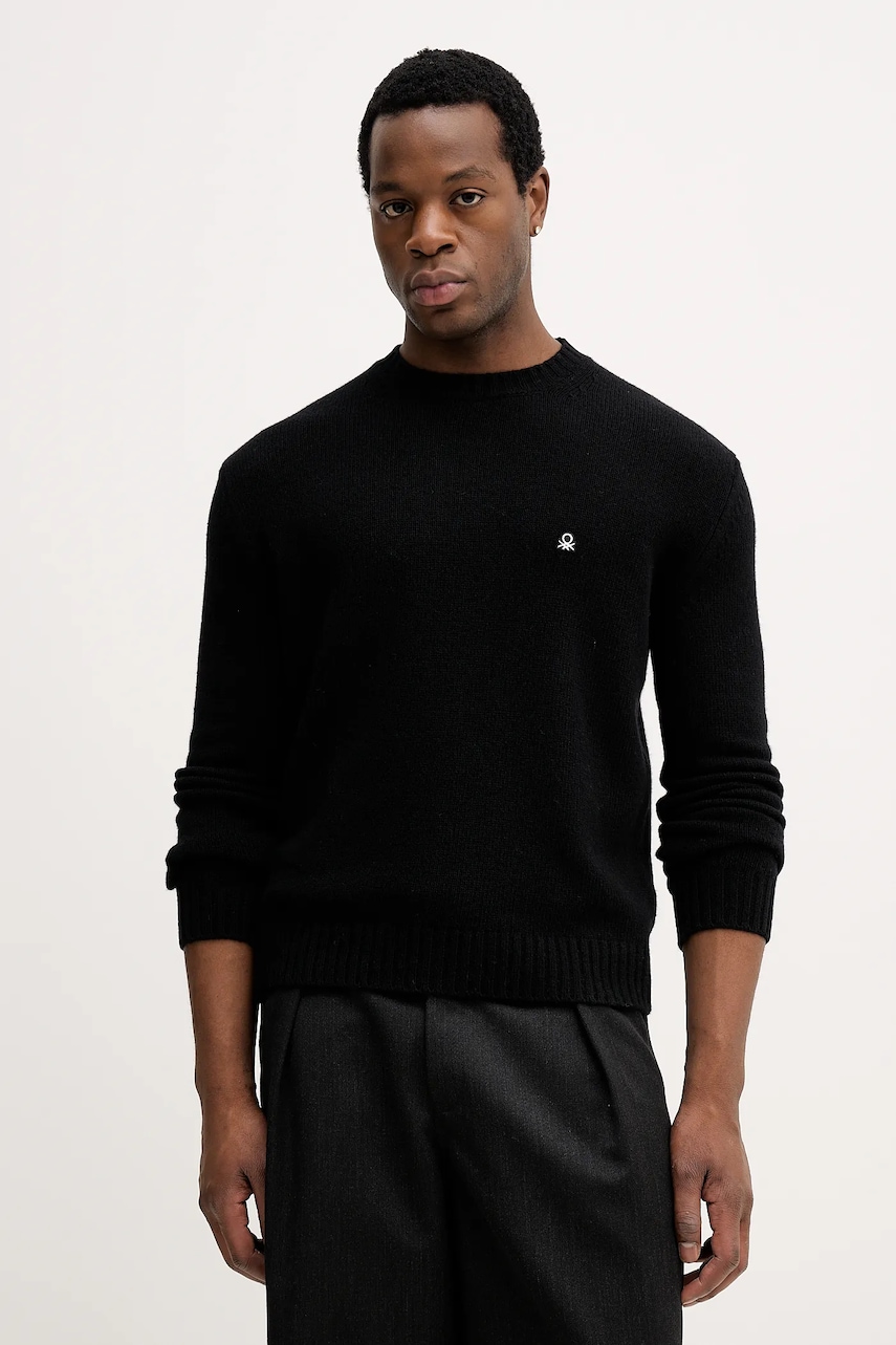 United Colors of Benetton pulover din amestec de lână culoarea negru, 1444U10AZ