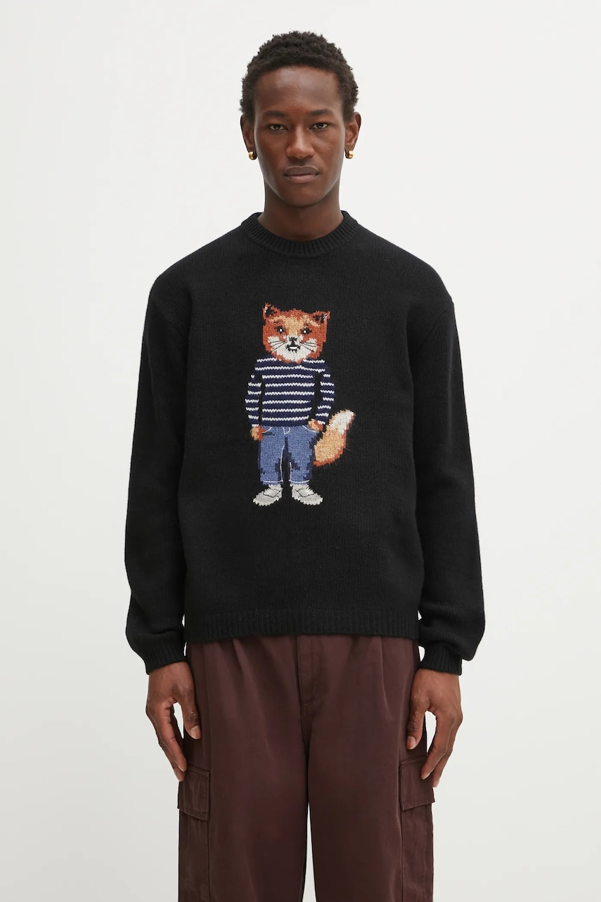 Maison Kitsuné sweter z dodatkiem wełny Dressed Fox Intarsia Wool