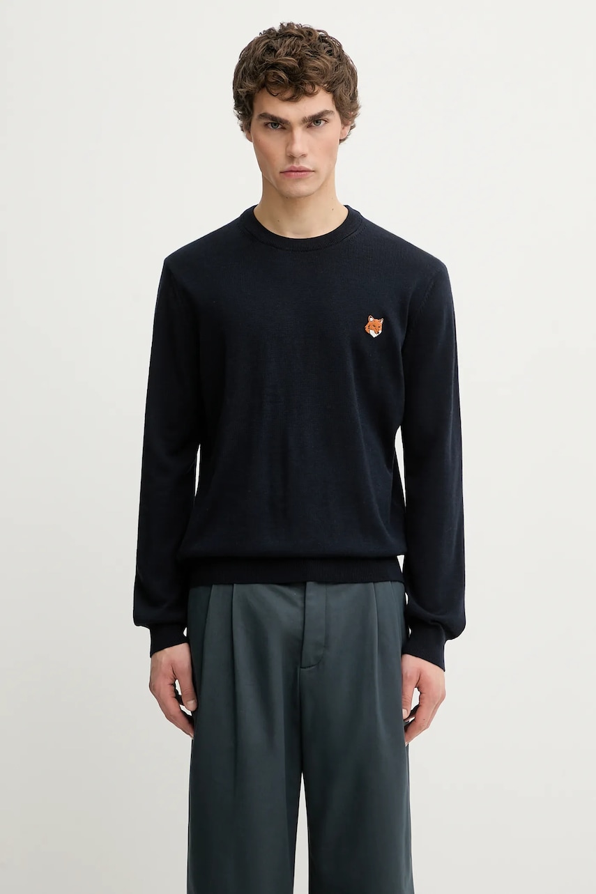Maison Kitsuné sweter wełniany Fox Head Merino Regular