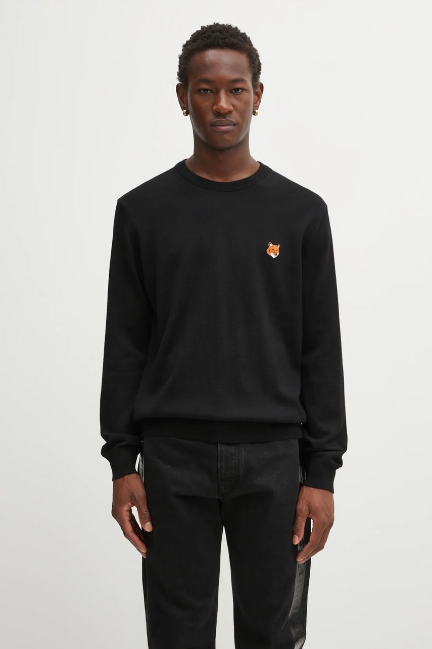 Maison Kitsuné sweter wełniany Fox Head Merino Regular