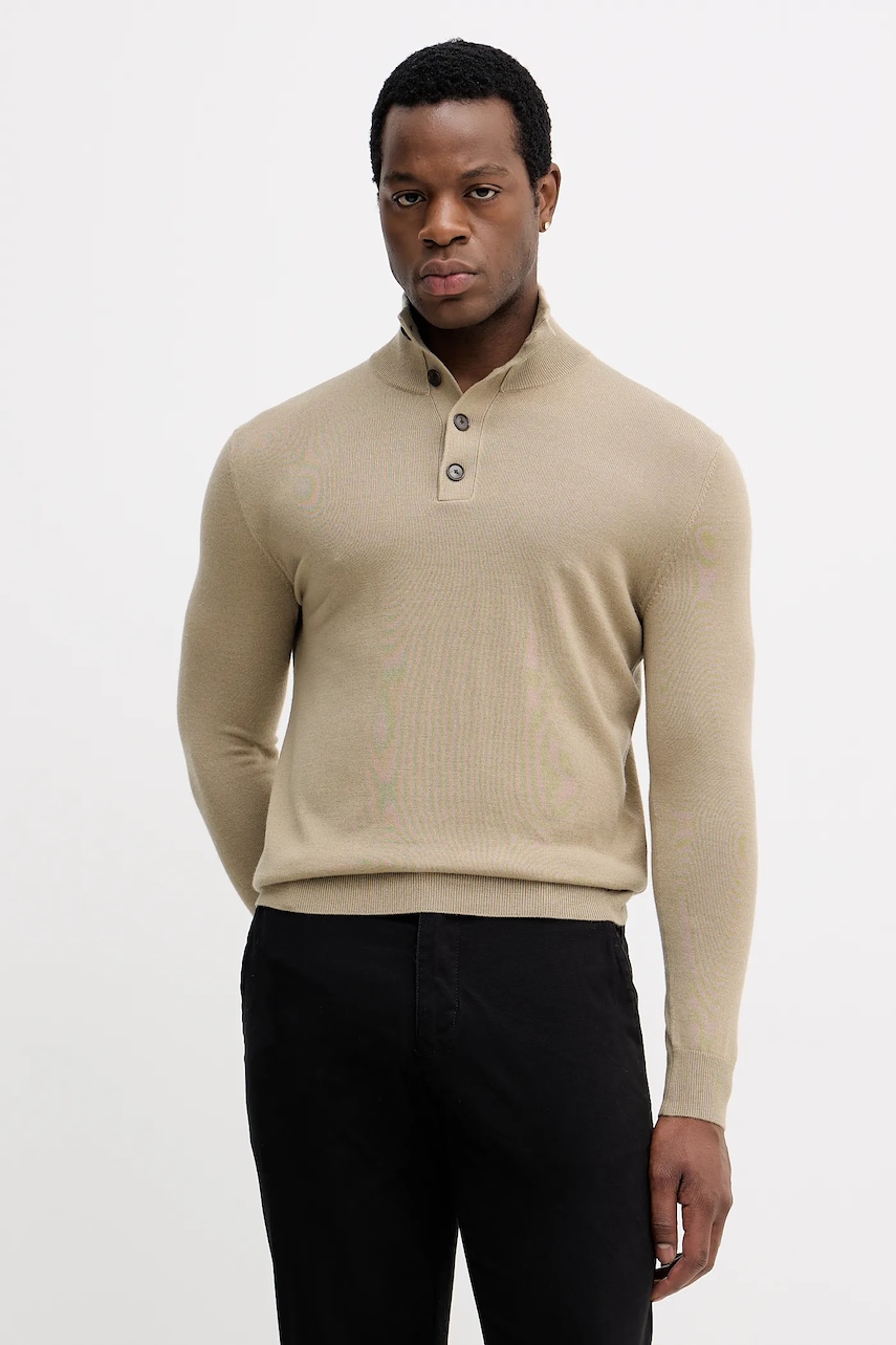 Sisley pulover din amestec de lână culoarea verde, light, 11BAS200W