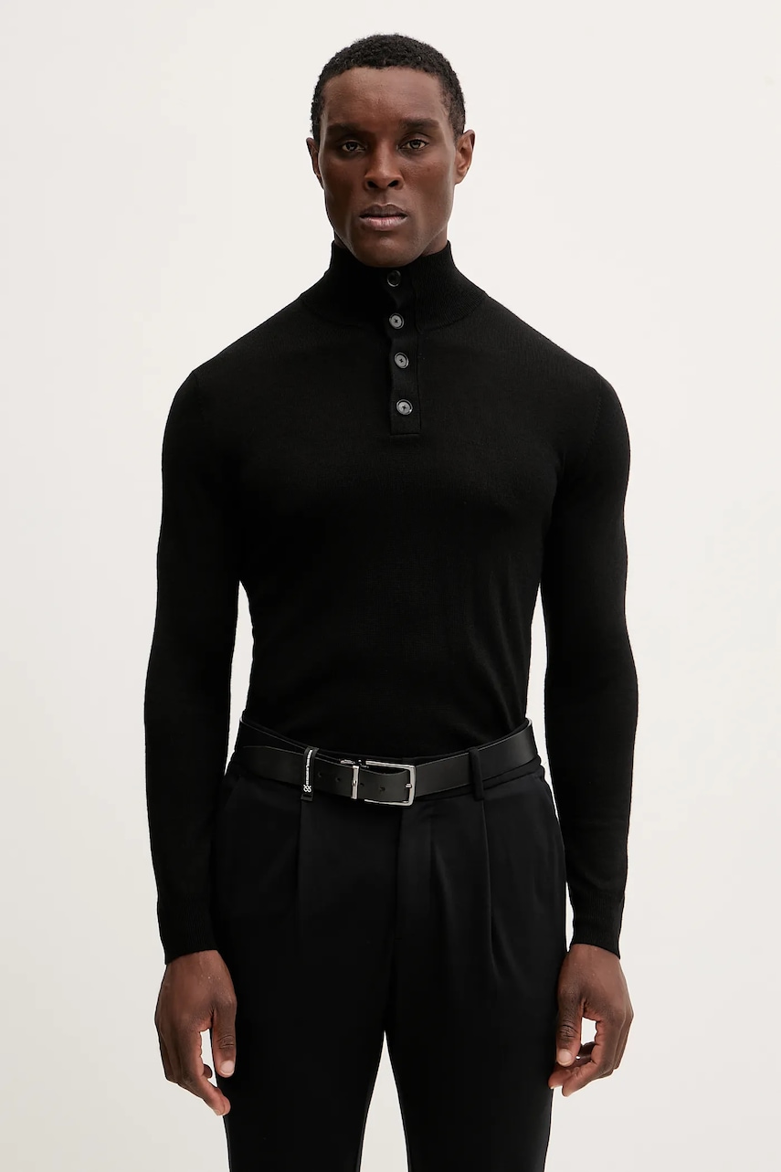 Sisley pulover din amestec de lână culoarea negru, light, 11BAS200W