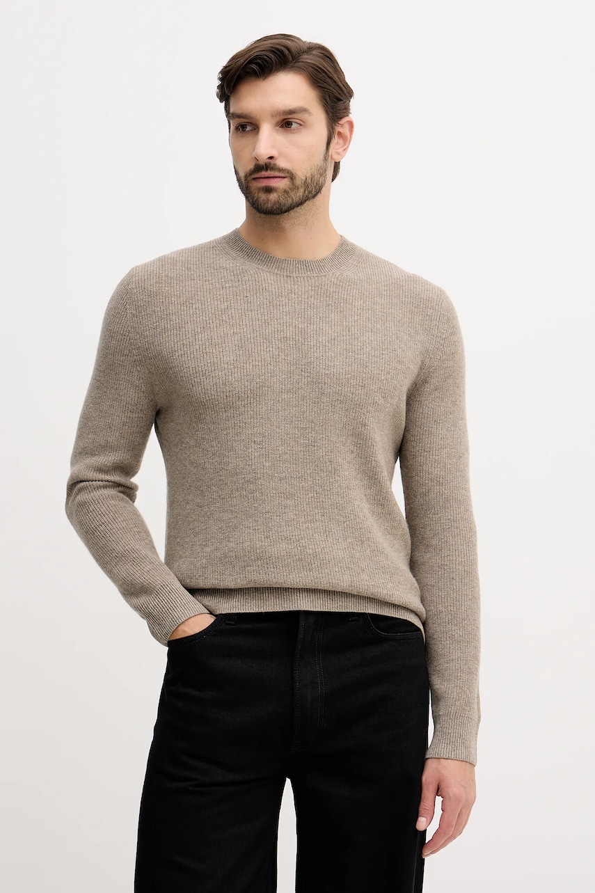 Sisley pulover din amestec de lână culoarea bej, 18AYS104I