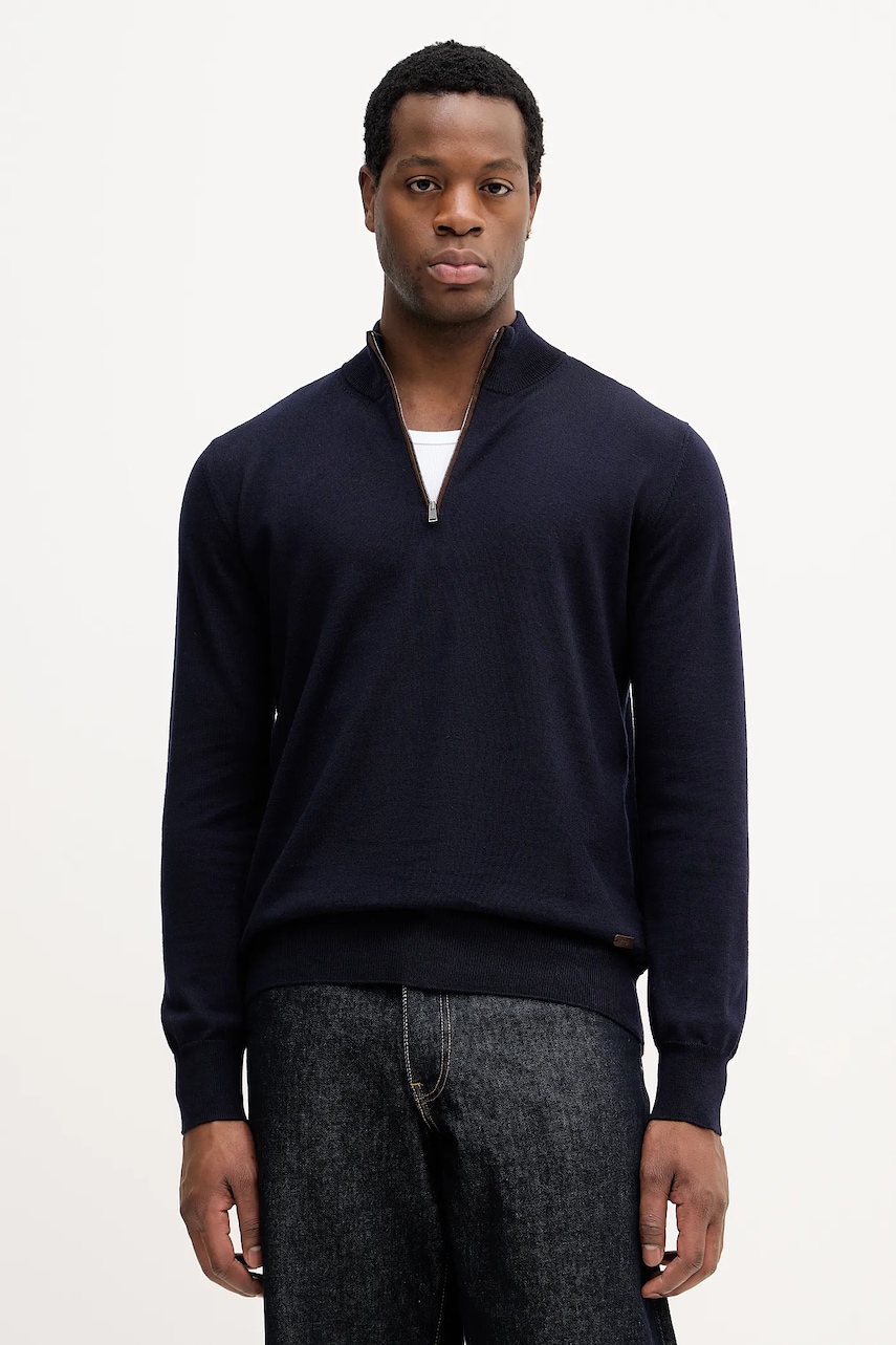 Eton pulover de lână culoarea bleumarin, light, cu turtleneck, 100013665