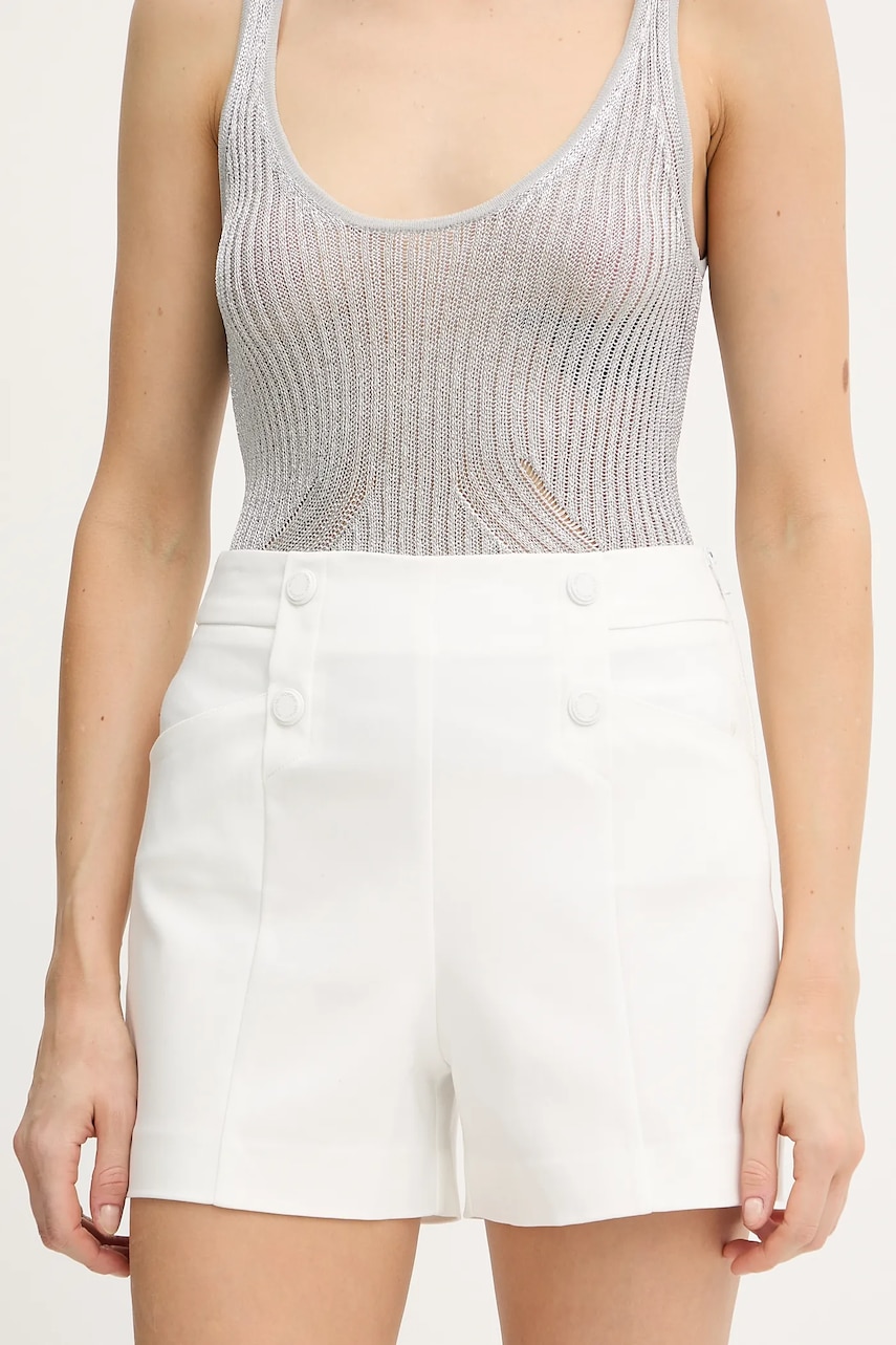 Levně Kraťasy Morgan dámské, bílá barva, high waist, SHEON