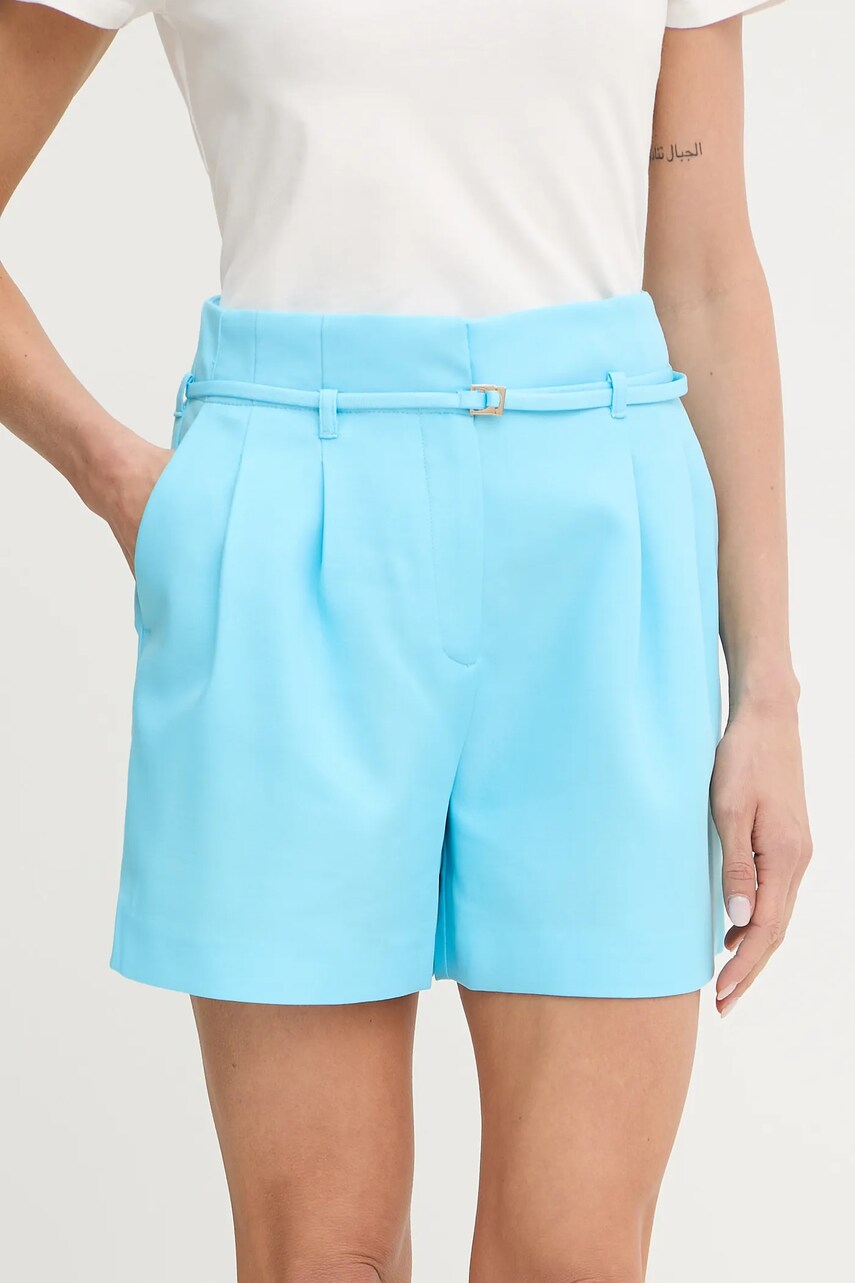 Morgan pantaloni scurti uni, high waist, SHACY