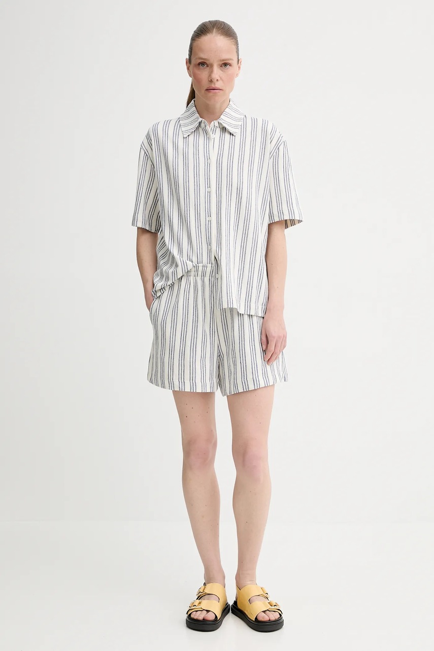 Шорты Samsoe Samsoe SAKAJA цвет белый узор высокая посадка F25200035