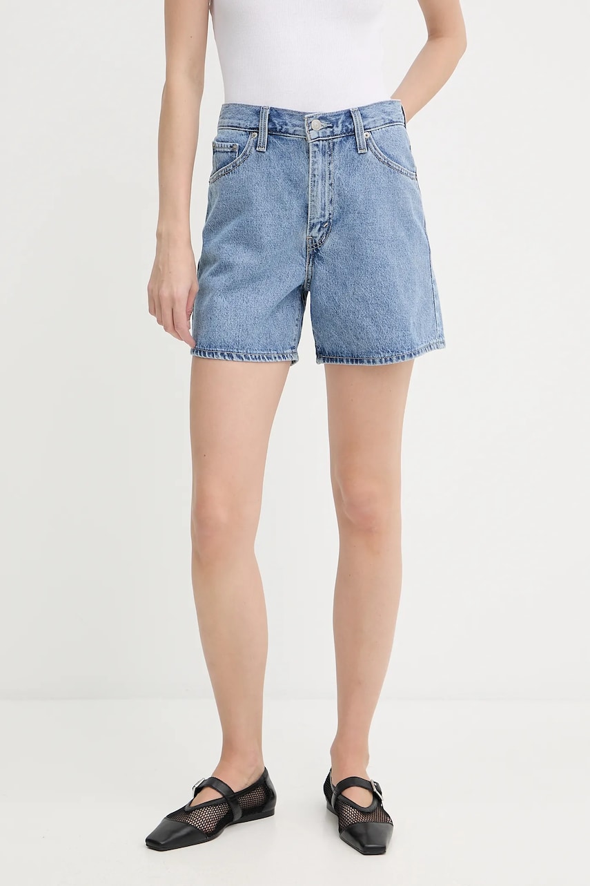 Levi's pantaloni scurți jeans uni, high waist, 003KI