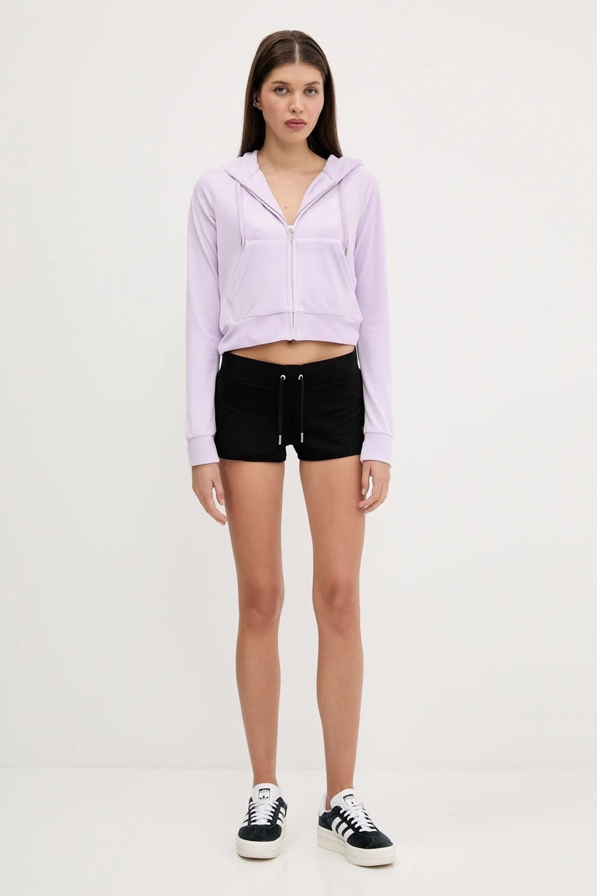 Шорты Juicy Couture BOOTY SHORT цвет чёрный с аппликацией высокая посадка JCWHS225303