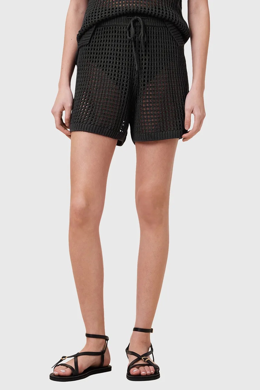 Шорты AllSaints PALOMA цвет чёрный однотонная высокая посадка W076TC