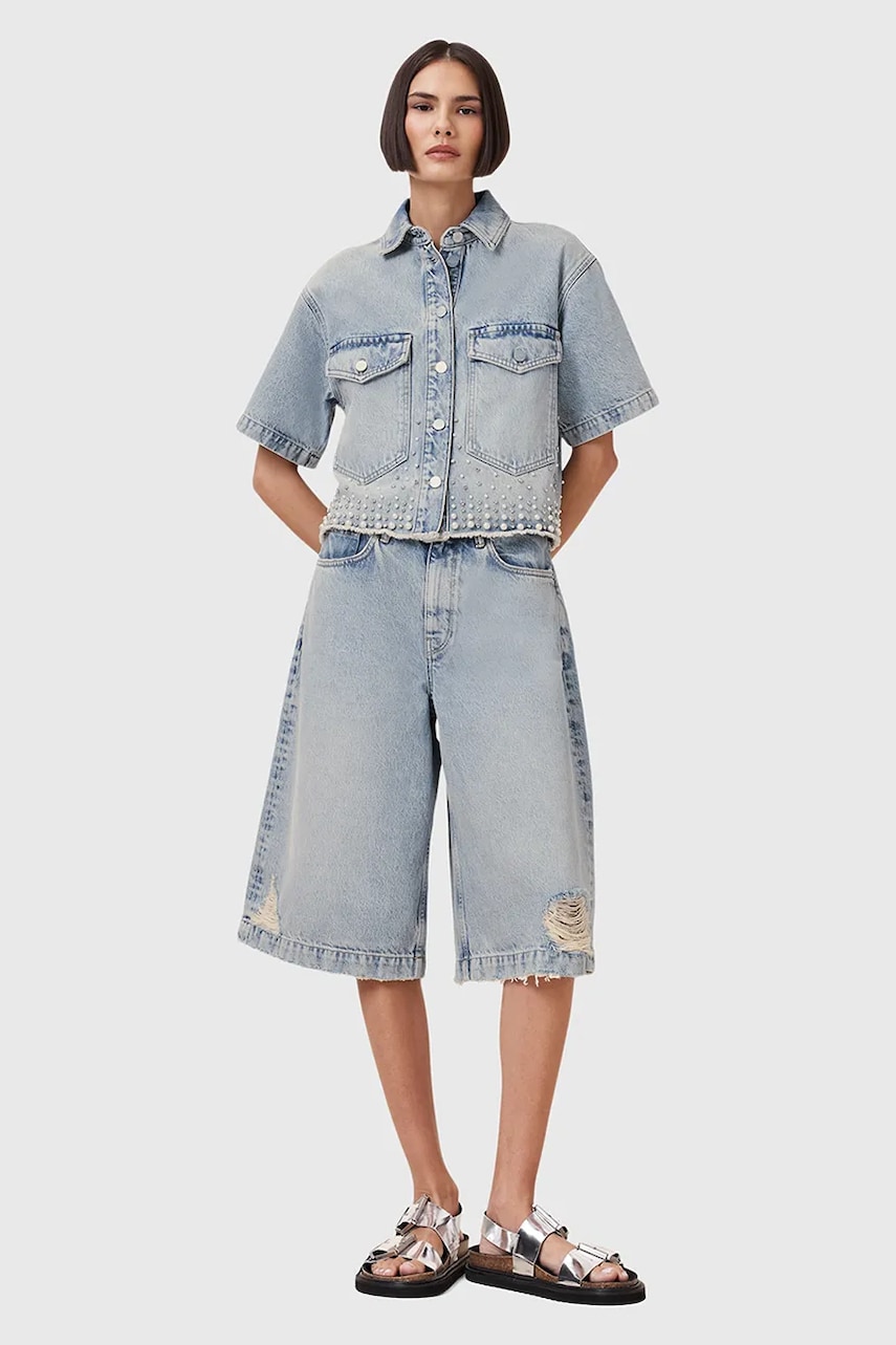 AllSaints pantaloni scurți jeans LOUIE uni, high waist, W077EC