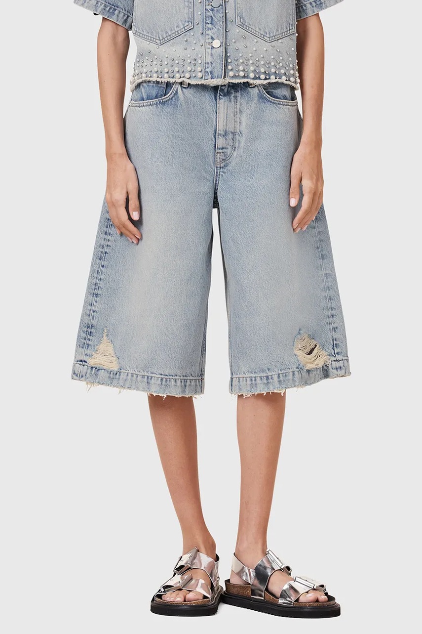 Джинсовые шорты AllSaints LOUIE однотонная высокая посадка W077EC