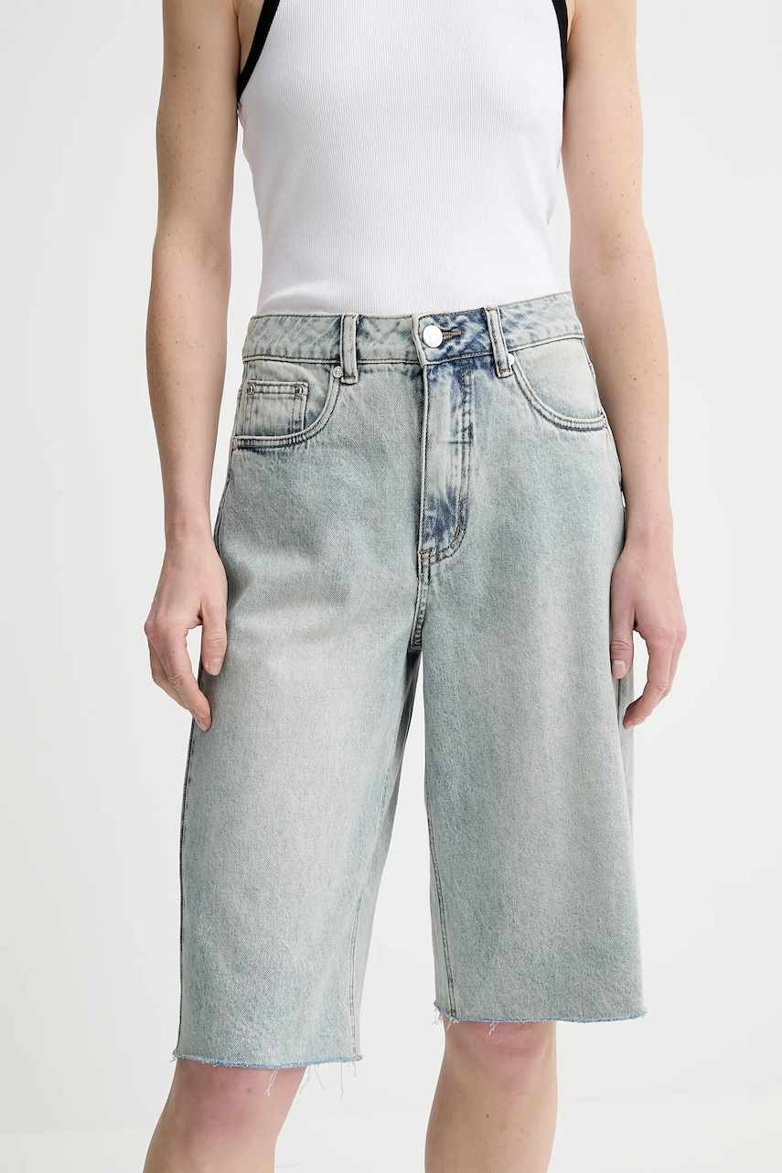 Gestuz pantaloni scurți din denim uni, high waist, 10910165