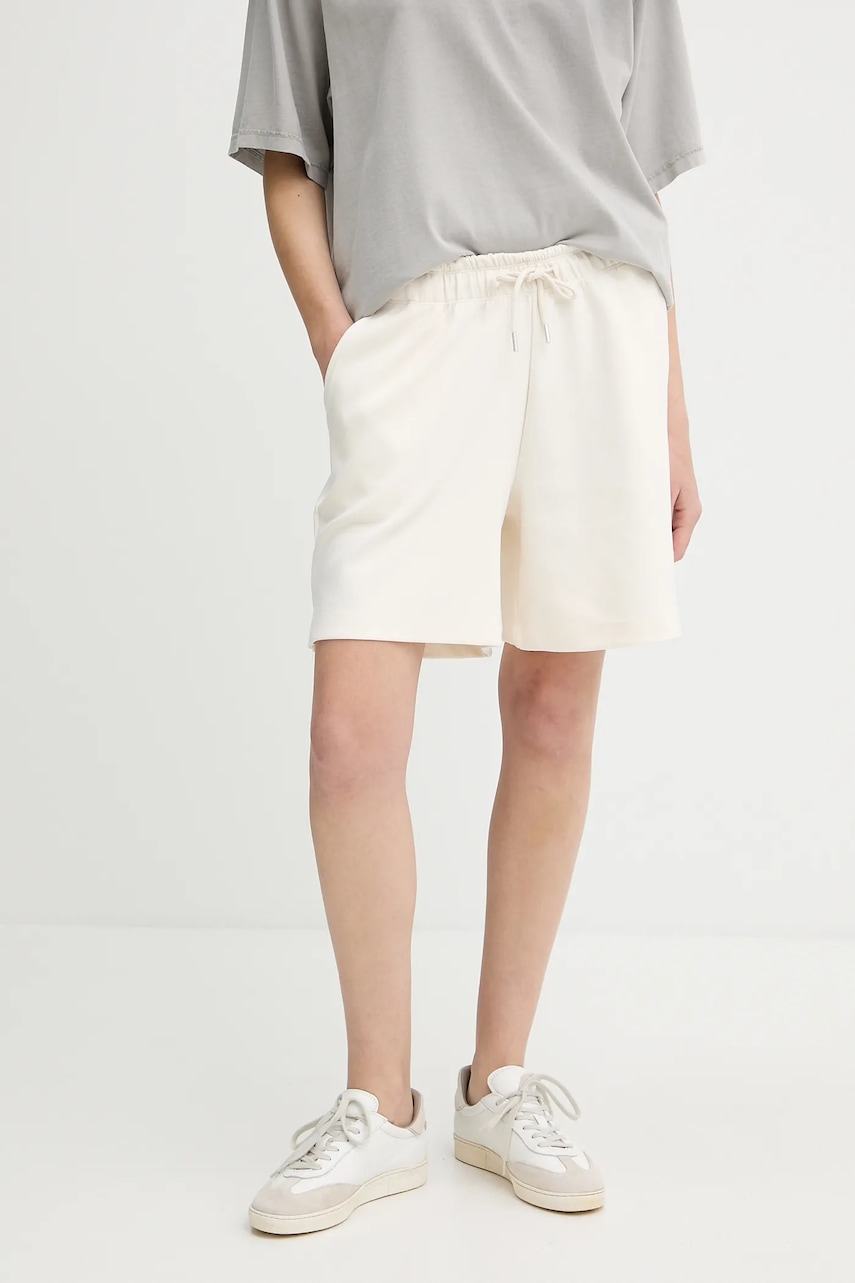 Gestuz pantaloni scurți culoarea alb, uni, high waist, 10910317