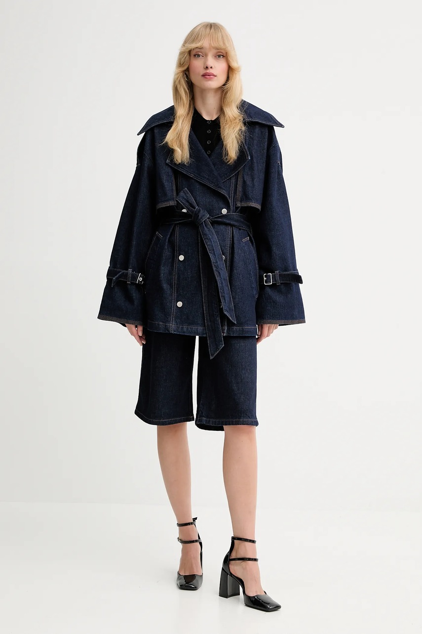 Джинсовые шорты Gestuz цвет синий однотонные высокая посадка 10910456